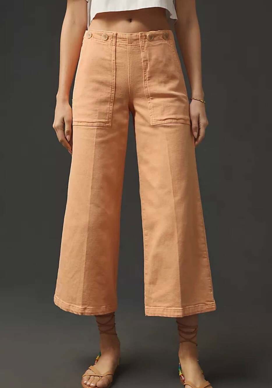 Pilcro The Kit High-Rise Crop Pants Size 24 Orange Wide Leg Utility